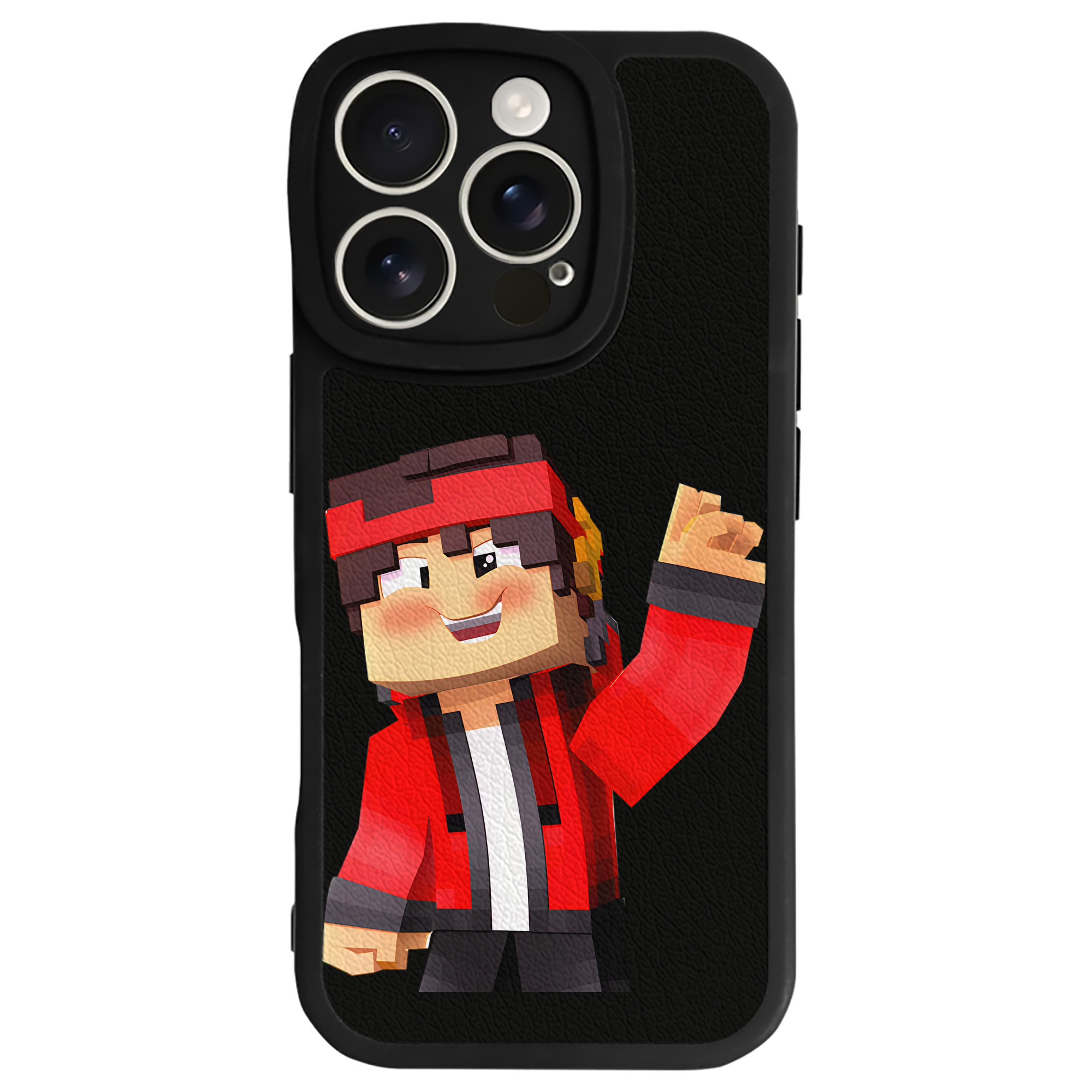 （画像用） マインクラフト ブロックの世界 Minecraft MC Block world 【iPhone 16シリーズ対応】シリコンスマホケース（レザー調） 材質：シリコン